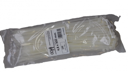 Хомут(стяжка кабельная) пластиковый 300*4.8 (100шт) COFIL  БЕЛЫЕ