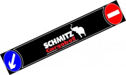 Брызговик длинномер 2400х350мм SCHMITZ белая/красная надпись + кирпич/стрелка арт.B024