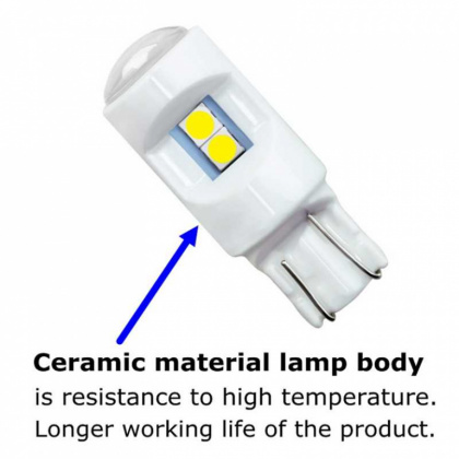 Светодиод 24-5 безцокольный 6 SMD диода, белый, цоколь Т10, W5W W2.1x9.5d 24В керамика 23019