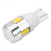 Светодиод 24-5 б/ц W5W (T10) W2.1x9.5d 24V 6SMD 1-конт 0.5W Белая 