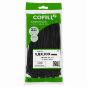 Хомут(стяжка кабельная) пластиковый 300*4.8 (100шт) COFIL черные
