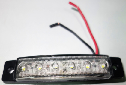 Фонарь габаритный  LED (YP-104W) БЕЛЫЙ 6-диодов 97х20мм 24В (PR1420) арт.0051W