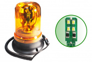 Маяк светодиодный 12/24В желтый на магните 90LED D=155мм,H=206мм в прикуриватель AT14244