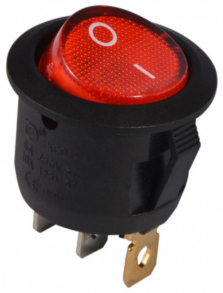 Клавиша включения круглая 2 положения 3 конт.  с подсветкой ВЛАГОЗАЩИТА 36-2595