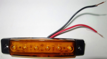 Фонарь габаритный  LED (YP-104A) ЖЕЛТЫЙ 6-диодов 95х20мм 24В (PR1419) арт.0051Y